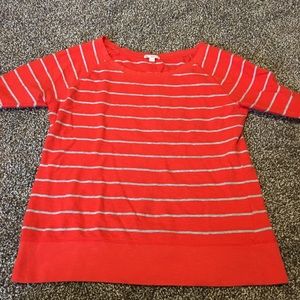 Gap 3/4 orange/gray striped shirt sz S